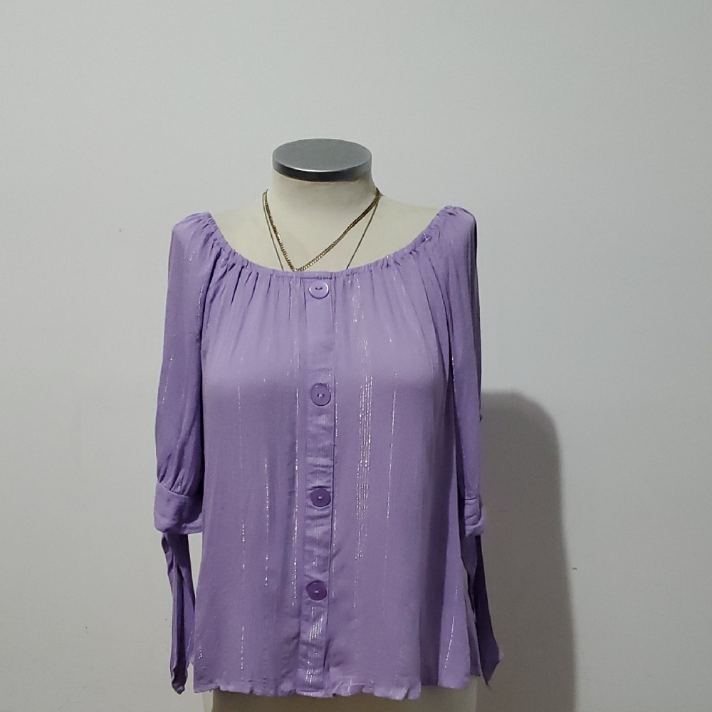 Free With Purchase Unique Spectrum Purple Buttoned Relaxed Blouse